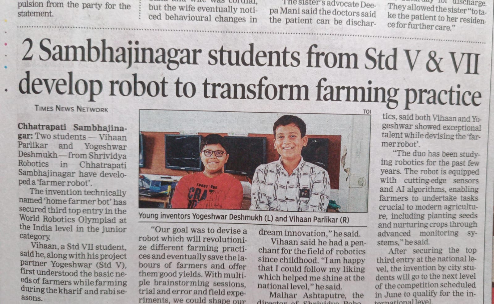 Times of India Pune Edition News Clipping 2024